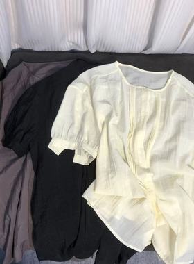 慧慧来自星星女装店  25822新款三色捏褶百搭休闲衬衫短袖