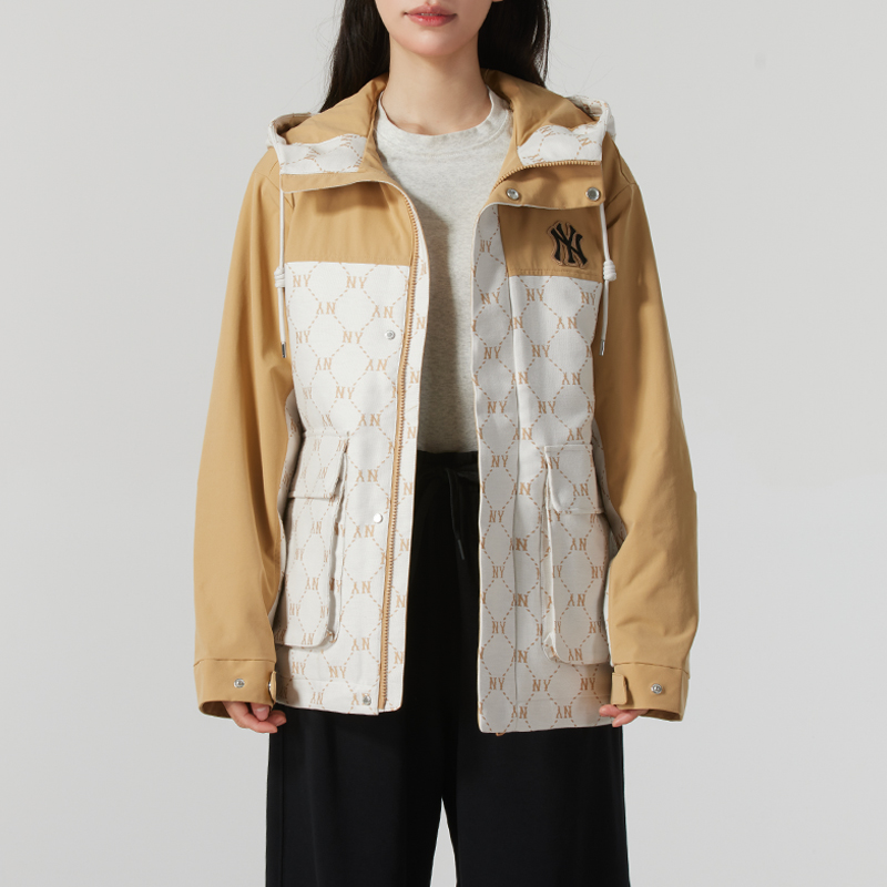 MLB拼接老花外套男装女装2025冬季新款运动长裤连帽夹克上衣