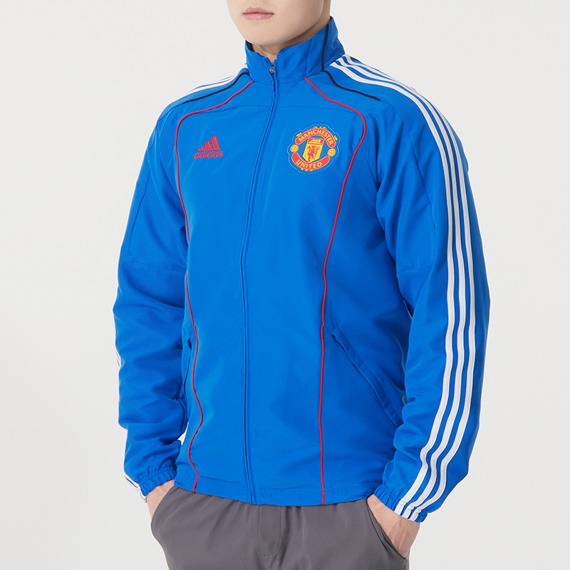 Adidas阿迪达斯外套针织夹克男新款足球运动服立领休闲外套JF0372