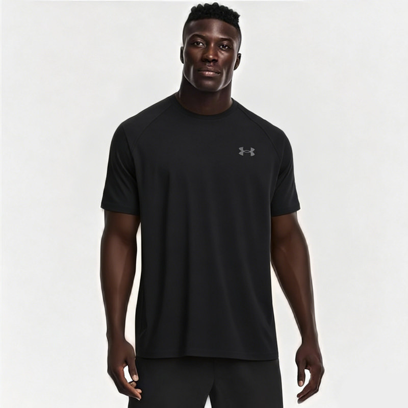 UA安德玛速干衣T恤男官方正品男士黑色短袖健身训练圆领运动半袖