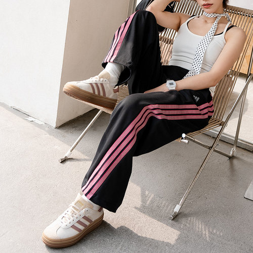 幸运叶子|adidas阿迪达斯女裤运动裤针织直筒裤时尚长裤KS2897