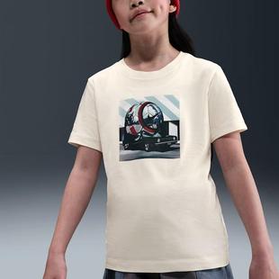 休闲运动服透气短袖 圆领半袖 HV5205 2025新款 NIKE耐克印花T恤童装