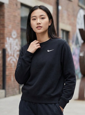 NIKE耐克黑色圆领卫衣女装2025新款女士休闲运动服套头衫潮IB8752