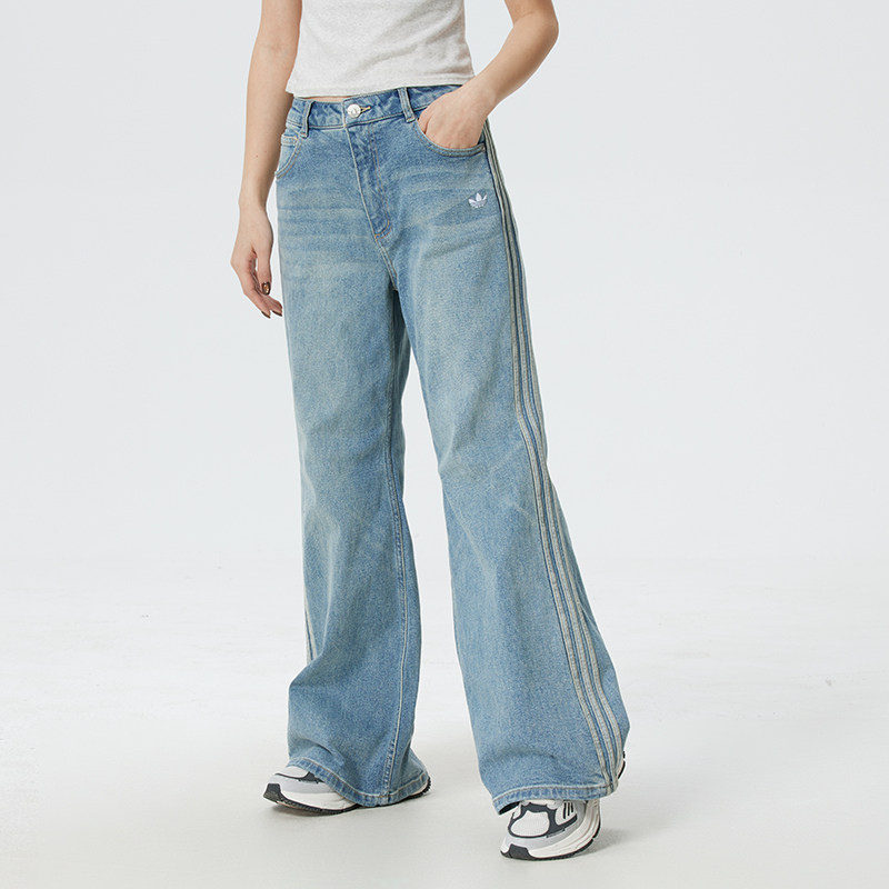 阿迪达斯三叶草洗水风牛仔裤女裤春季新款运动裤长裤微喇休闲裤,运动服/休闲服装,运动长裤,淘宝优惠券,粉丝福利购,淘宝优惠卷