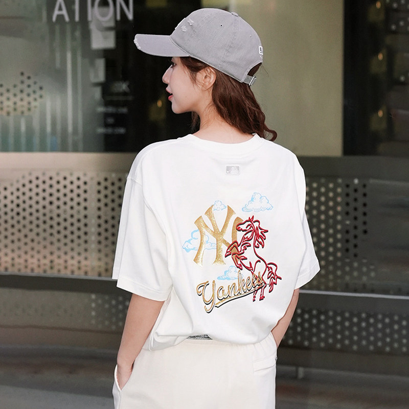 MLB官方 新年款圆领T恤男装女装2026新款休闲短袖情侣运动服