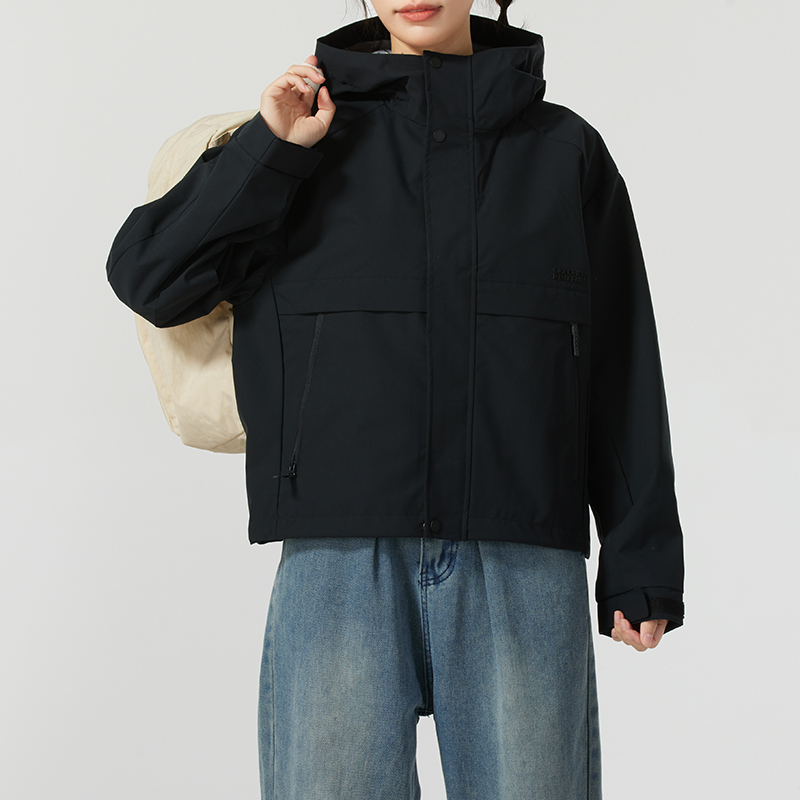 斯凯奇女装运动外套跑步健身训练黑色上衣休闲连帽夹克 L424W040