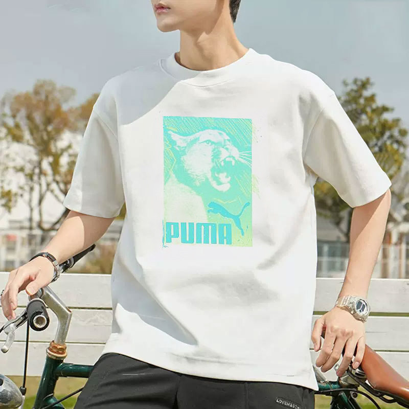PUMA彪马短袖男装2025新款时尚上衣印花T恤宽松透气半截袖690277