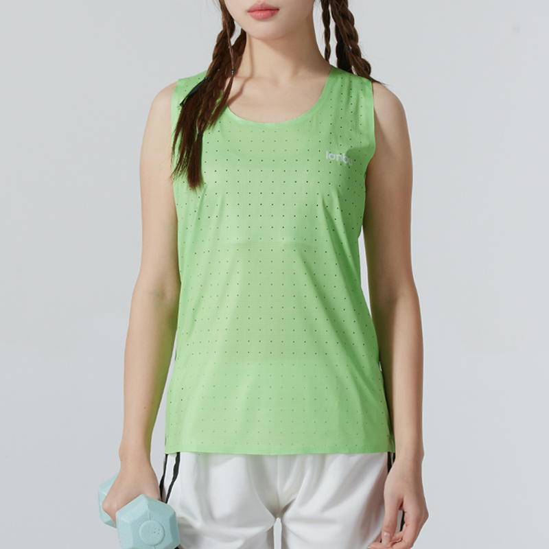LANBU蓝步女装运动服2025夏季新款健身训练服无袖T恤时尚跑步背心