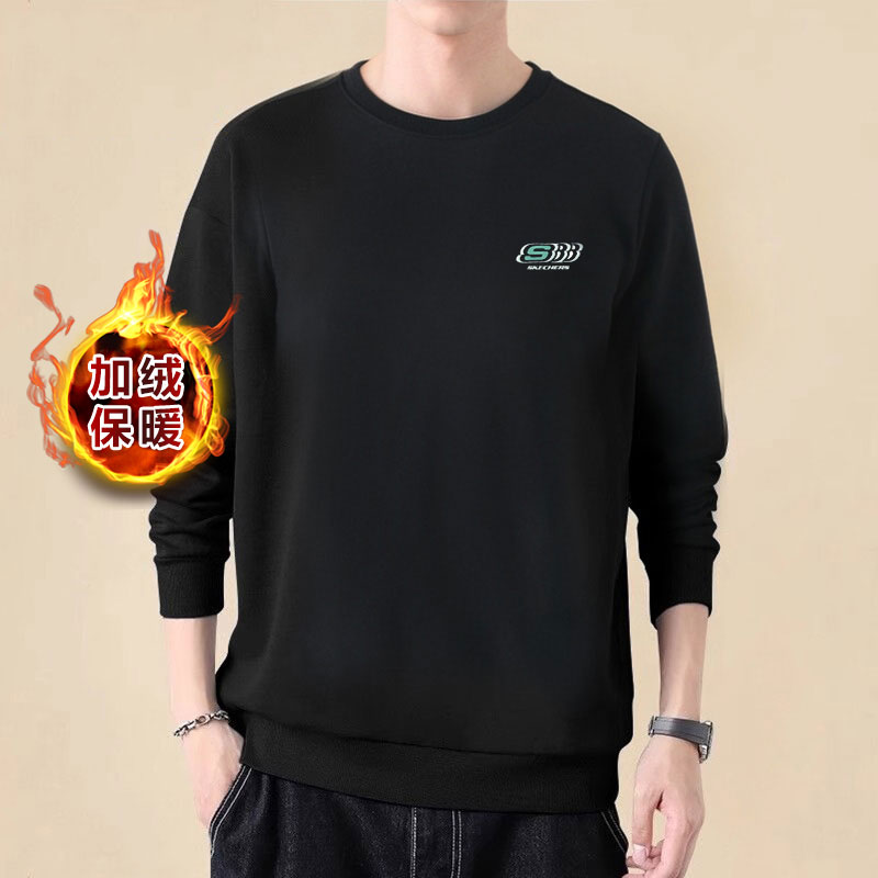 斯凯奇男装女装 时尚潮流休闲针织加绒卫衣宽松套头衫 FHL322U126