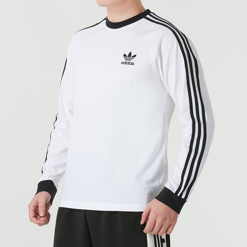 阿迪达斯三叶草长袖T恤男装宽松圆领套头衫休闲上衣运动服打底衫