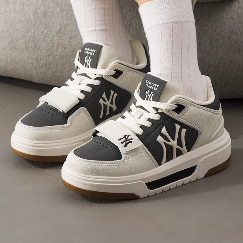 MLB官方 鞋子男鞋女鞋休闲鞋情侣同款老花学长鞋厚底复古轻便板鞋