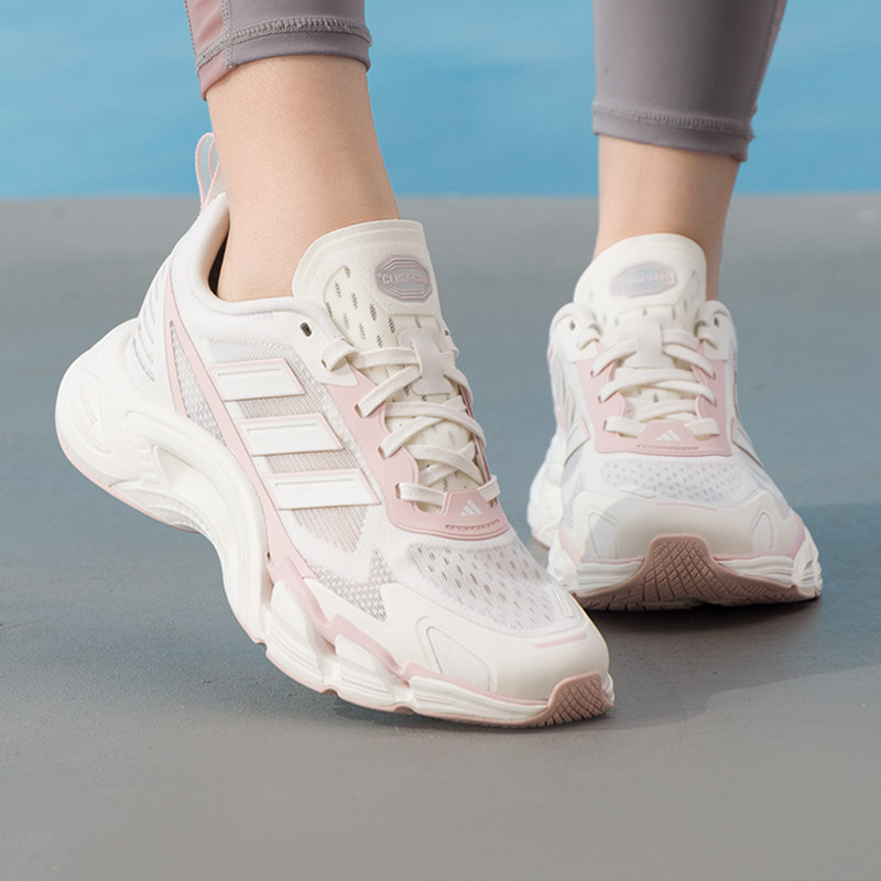 阿迪达斯清风女鞋夏季新款网面透气跑步鞋缓震休闲鞋粉色运动鞋