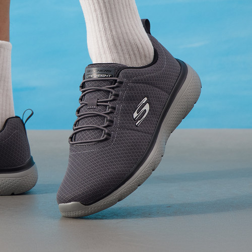 斯凯奇官方男鞋2025新款减震薄款跑步鞋轻便软底休闲鞋网面运动鞋