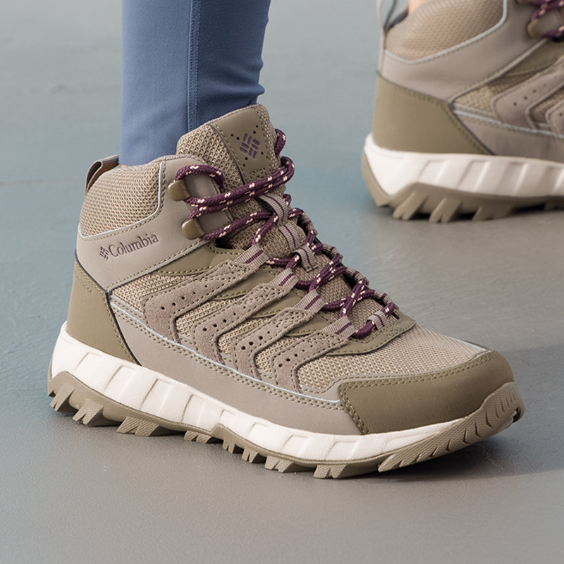 哥伦比亚中帮徒步鞋女鞋冬季新款户外缓震运动鞋拼接舒适登山鞋潮