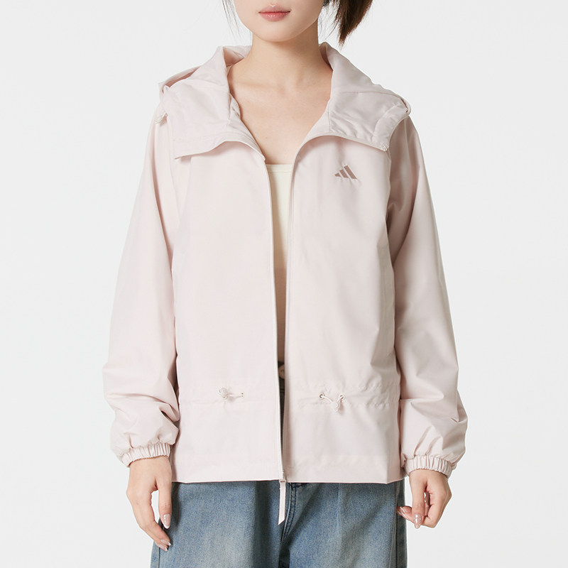 阿迪达斯外套女装 2025新款运动服宽松舒适休闲防风梭织连帽夹克