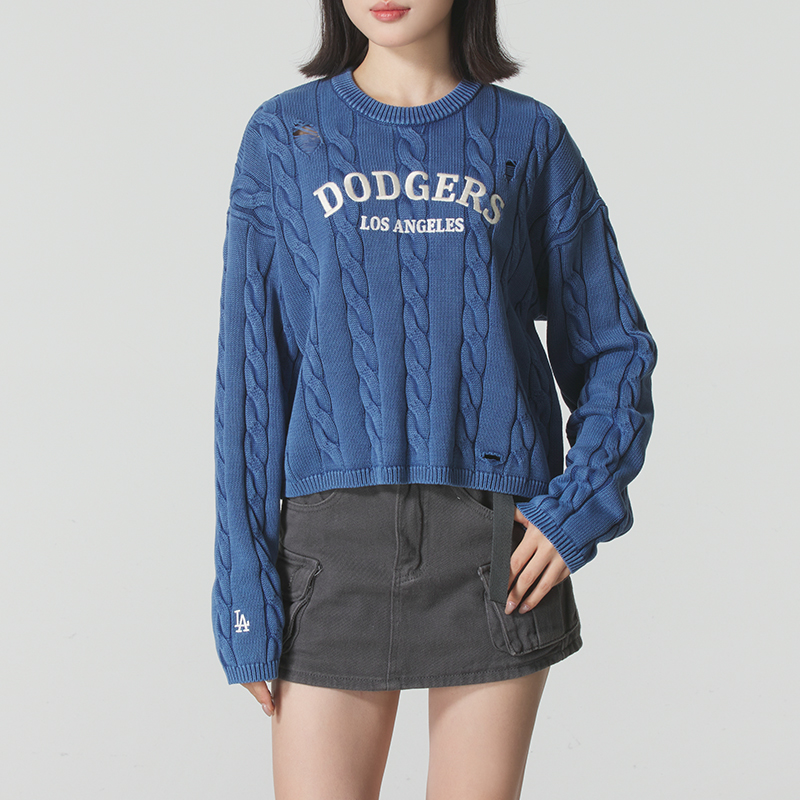 MLB官方 女装2025秋冬新款时尚毛衫运动服潮流内搭长袖休闲套头衫