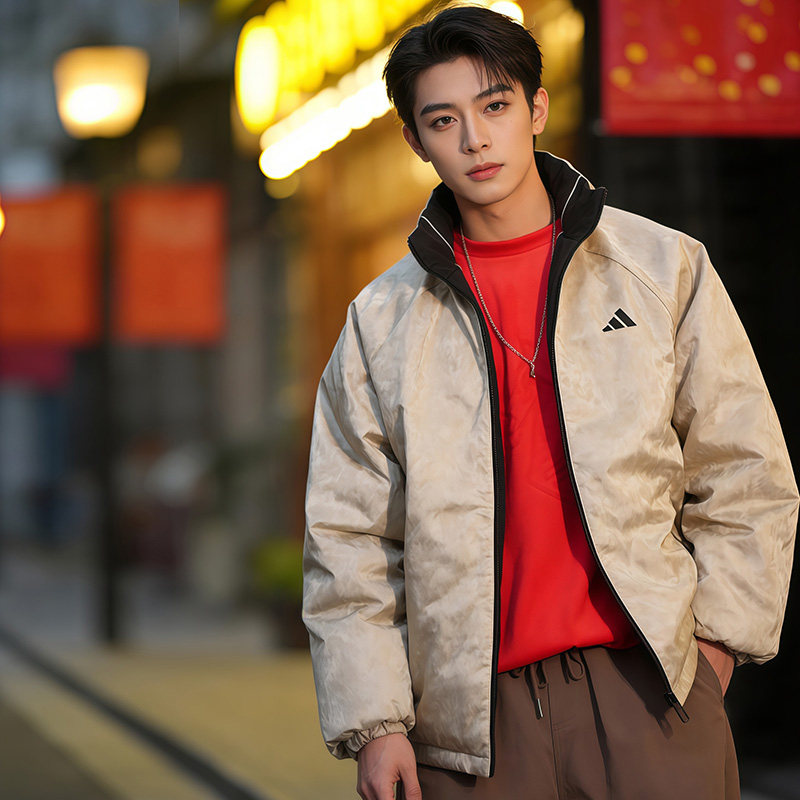 adidas阿迪达斯26新年款户外夹克保暖双面穿棉衣篮球运动宽松