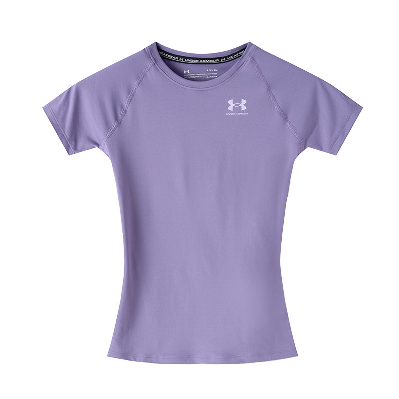 UA安德玛紧身短袖女装2026新款健身训练服紫色圆领T恤跑步运动
