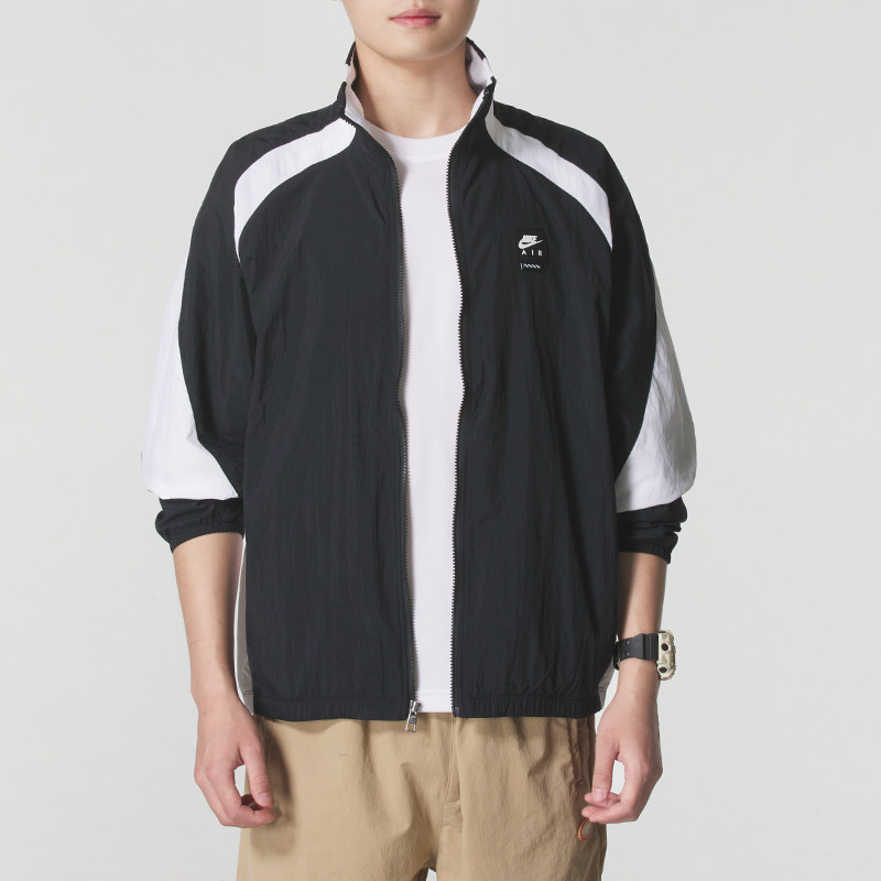 NIKE耐克黑白撞色外套男装春季新款立领梭织夹克休闲运动服HV0881