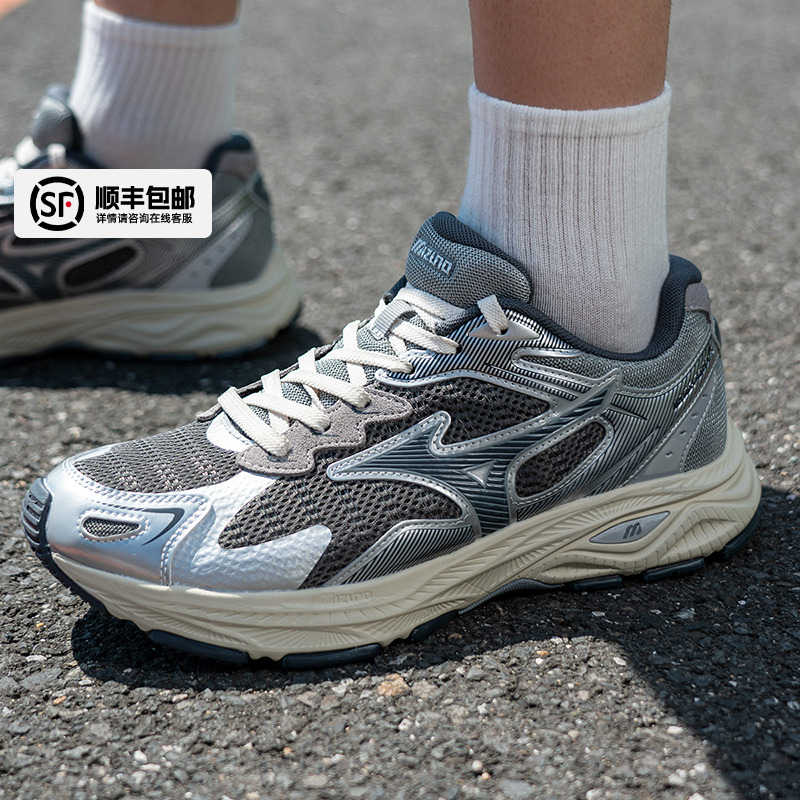 美津浓男鞋女鞋跑鞋RACER S复古渣渣灰老爹鞋软底减震训练网面鞋