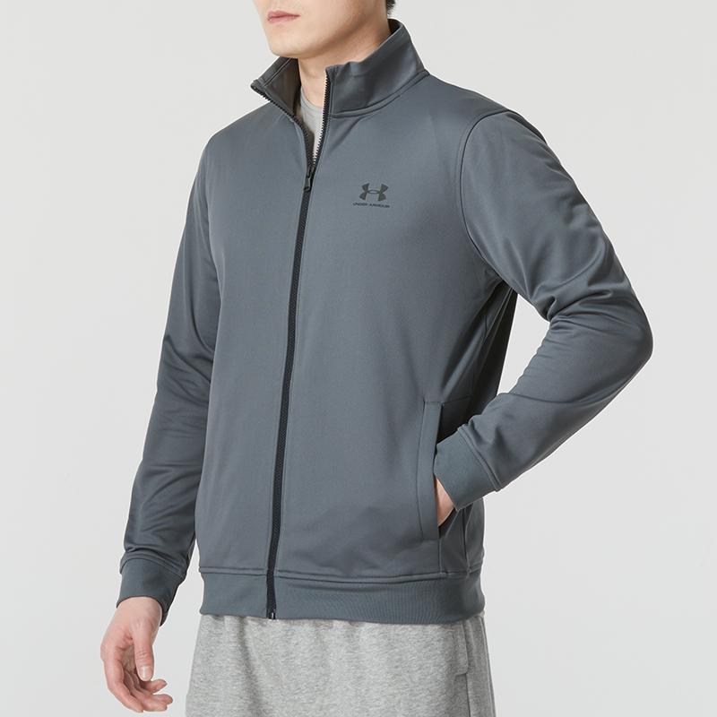 UA安德玛跑步外套男装秋季新款立领针织夹克宽松运动服健身训练服