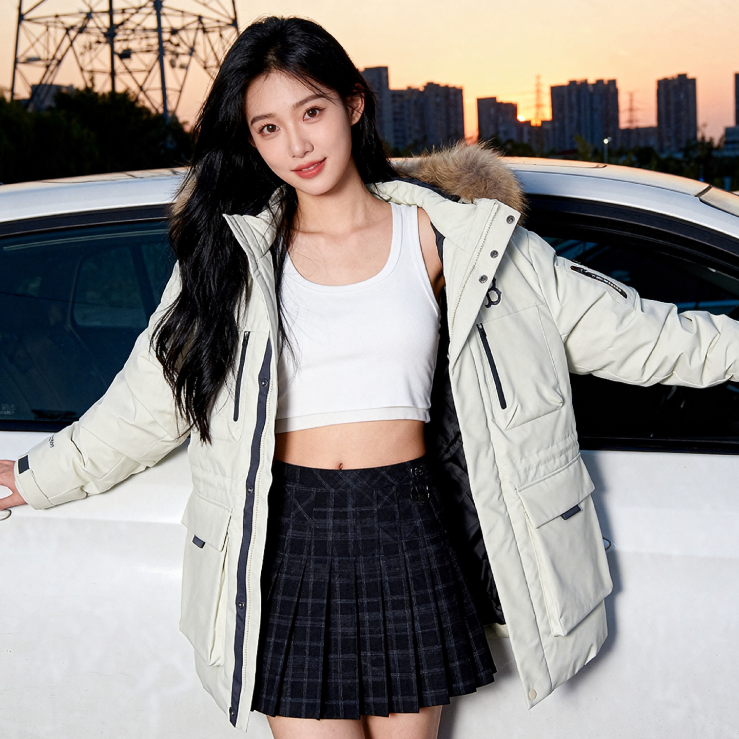 MLB官方 宽松羽绒服男装女装冬季新款工装外套保暖运动服连帽夹克