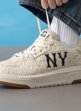 MLB官方 运动鞋低帮厚底男女休闲鞋复古老花学长鞋板鞋3ASXE015N