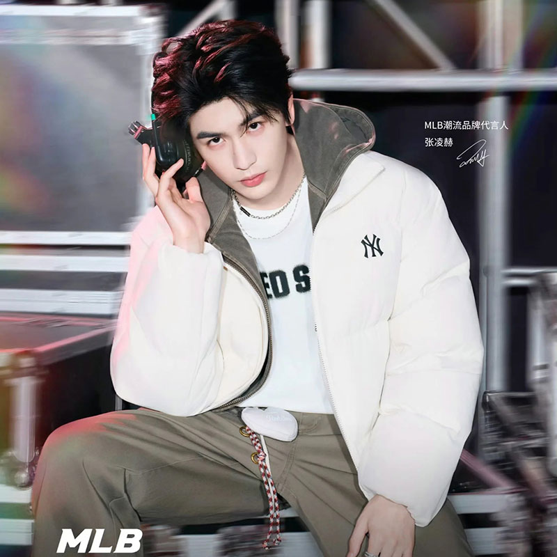 MLB羽绒服张凌赫同款男装25冬季新款运动服情侣防风外套夹克女装
