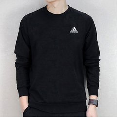 adidas阿迪达斯卫衣男装春季新款圆领加绒套头衫男士纯棉打底衫潮