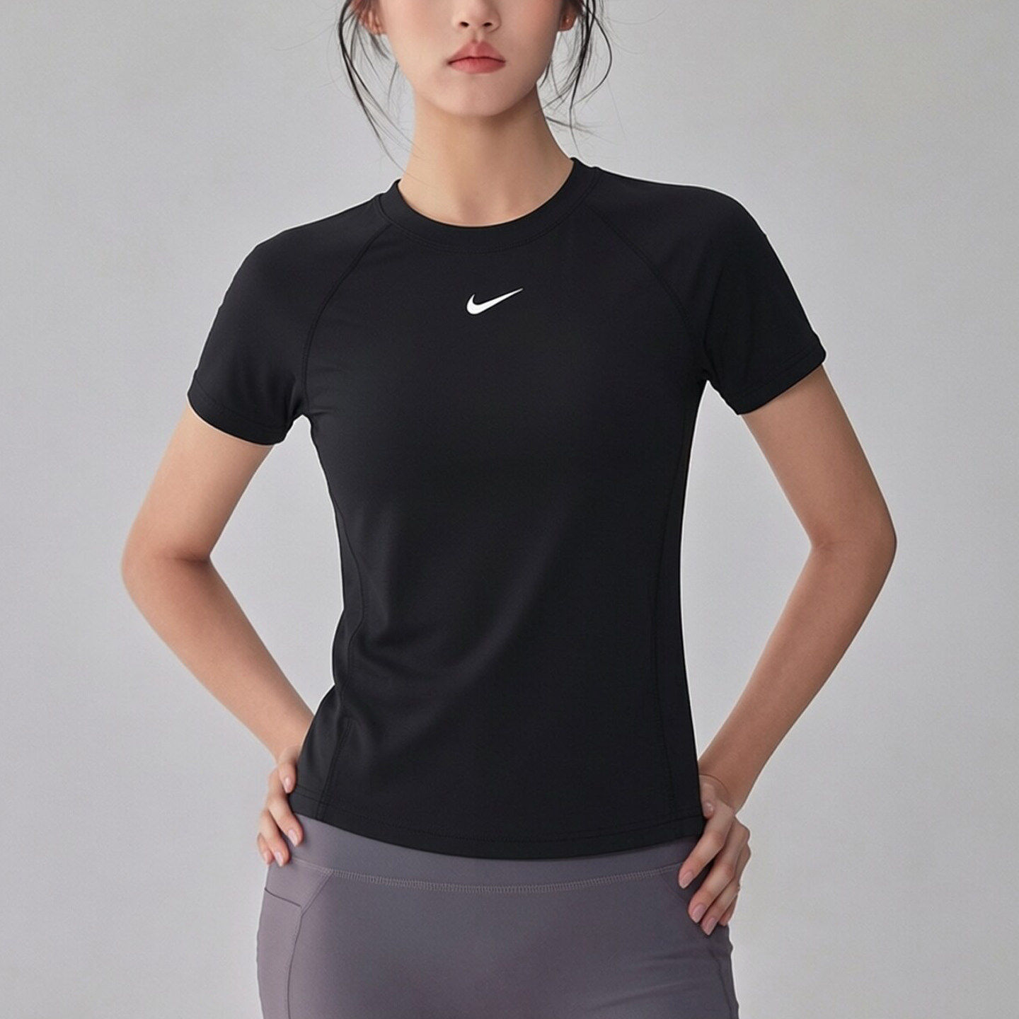 幸运叶子丨耐克短袖女装2026夏季运动服小勾瑜伽训练短款速干T恤