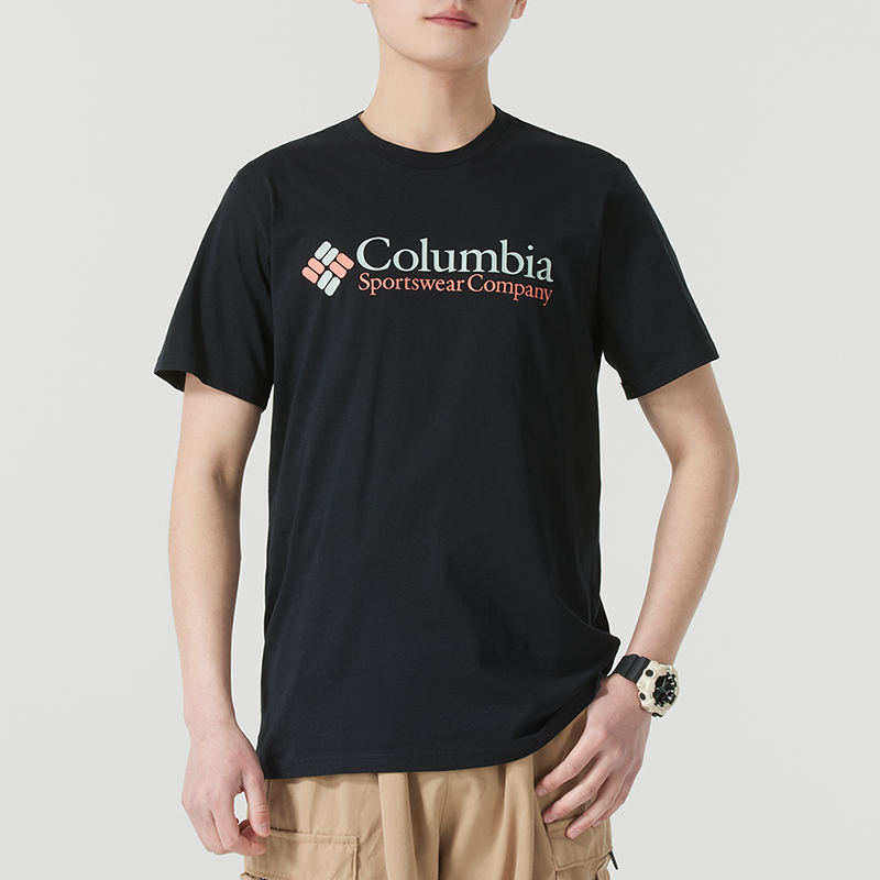 哥伦比亚速干T恤男女款25春秋新款城市户外透气舒适圆领印花短袖