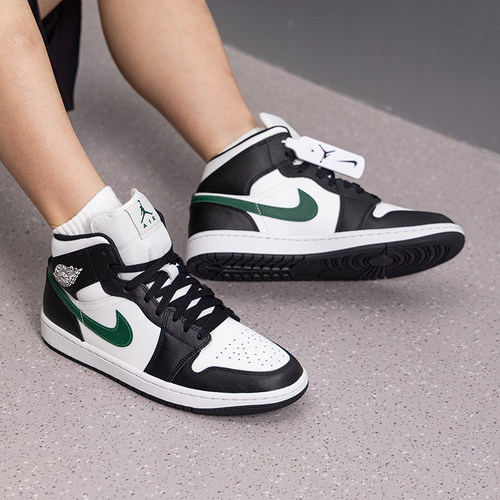 幸运叶子丨NIKE耐克板鞋AJ1中帮男鞋熊猫绿勾运动鞋休闲鞋DQ842