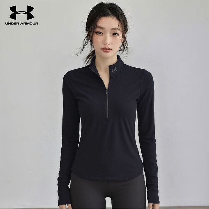 安德玛UA速干长袖t恤女装2026新款速干健身衣半拉链女士运动服