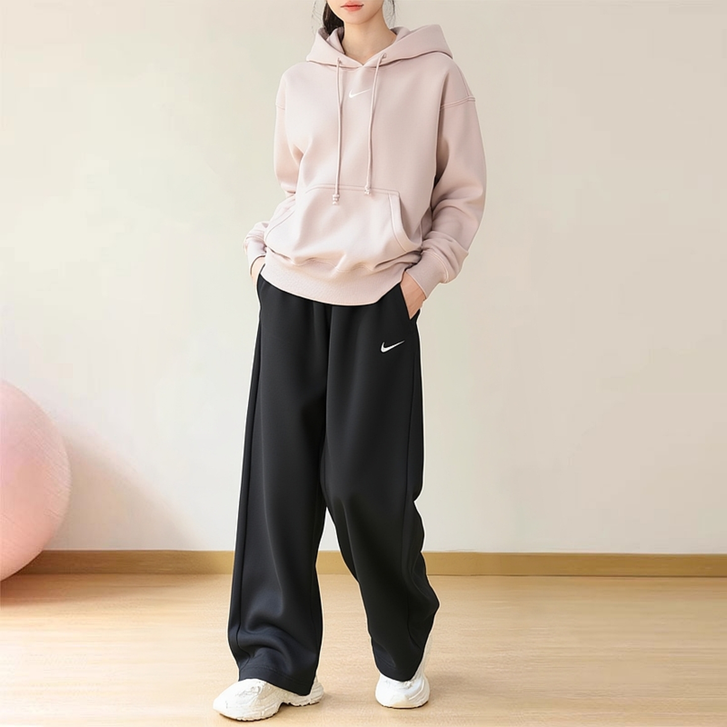 耐克运动卫衣女舒适加绒连帽卫衣