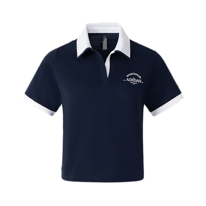 阿迪达斯女士T恤2025新款透气运动半袖翻领POLO衬衫休闲短袖