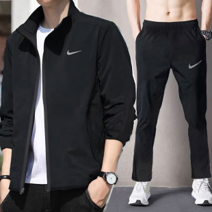 户外健身跑步透气立领夹克外套直筒裤 NIKE耐克运动套装 男2025夏季