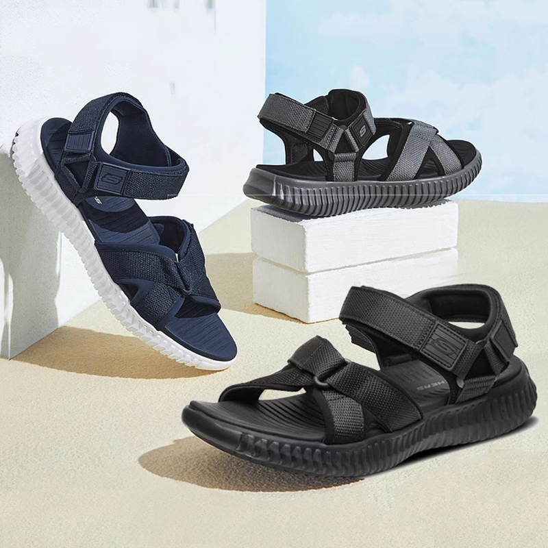 Skechers斯凯奇男鞋魔术贴凉鞋男款冬季透气运动户外沙滩鞋涉水鞋