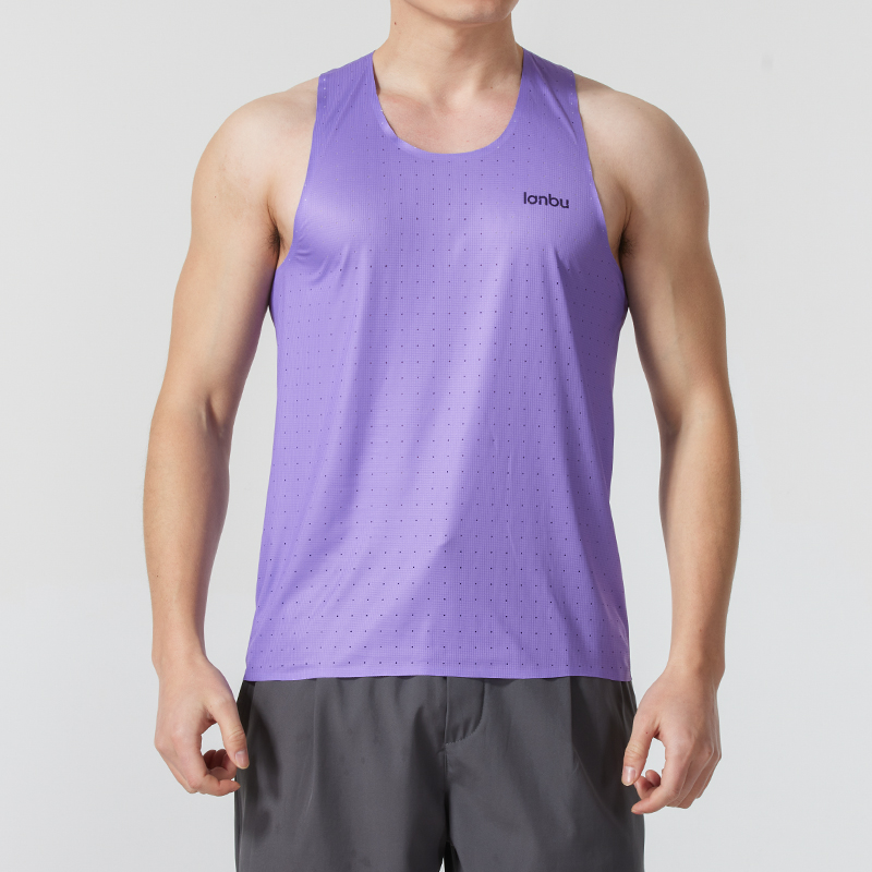 Lanbu蓝步跑步背心男装夏季新款圆领无袖T恤健身训练服透气运动服