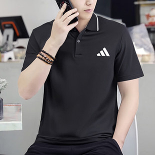 短袖 2025新款 阿迪达斯官方正品 POLO衫 JE9023 男装 黑色亲肤纯棉衬衫