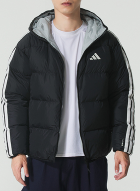 adidas阿迪达斯男装休闲羽绒服双面穿运动服连帽保暖外套KC2490