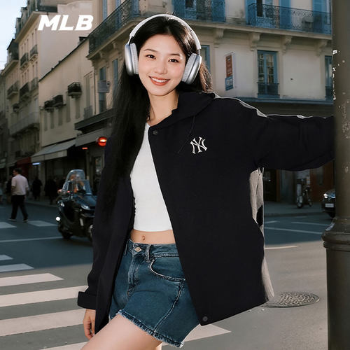 MLB时尚休闲连帽梭织夹克男2025冬季新款宽松防风外套3AWJB0154