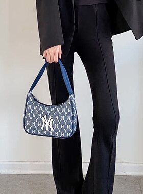 MLB官方 男女托特包复古老花单肩包腋下包时尚潮流挎包手拎包BG33