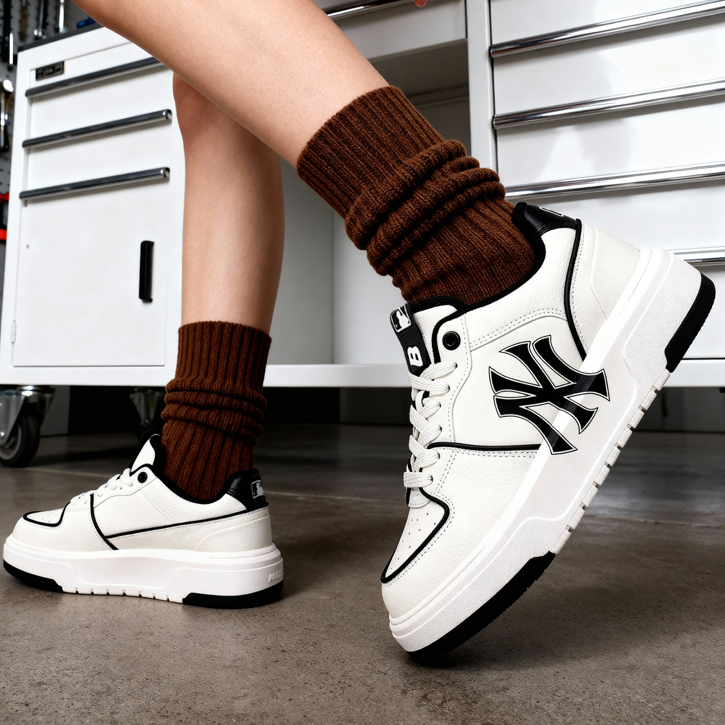 MLB官方厚底板鞋男鞋女鞋25冬季新款运动鞋情侣复古休闲鞋学长鞋