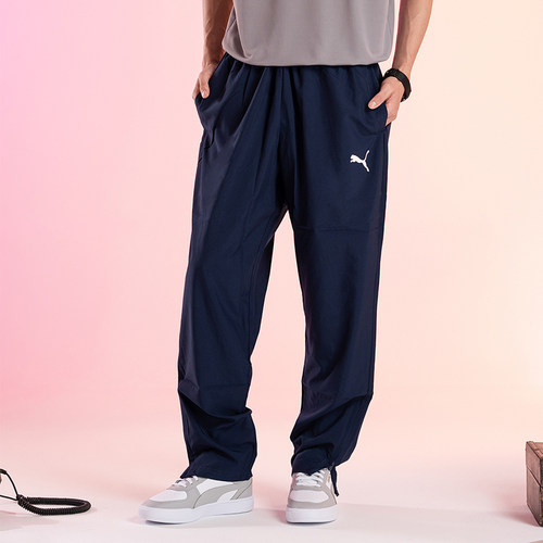 PUMA彪马梭织长裤男裤2025新款蓝色休闲裤跑步裤子运动裤潮657327