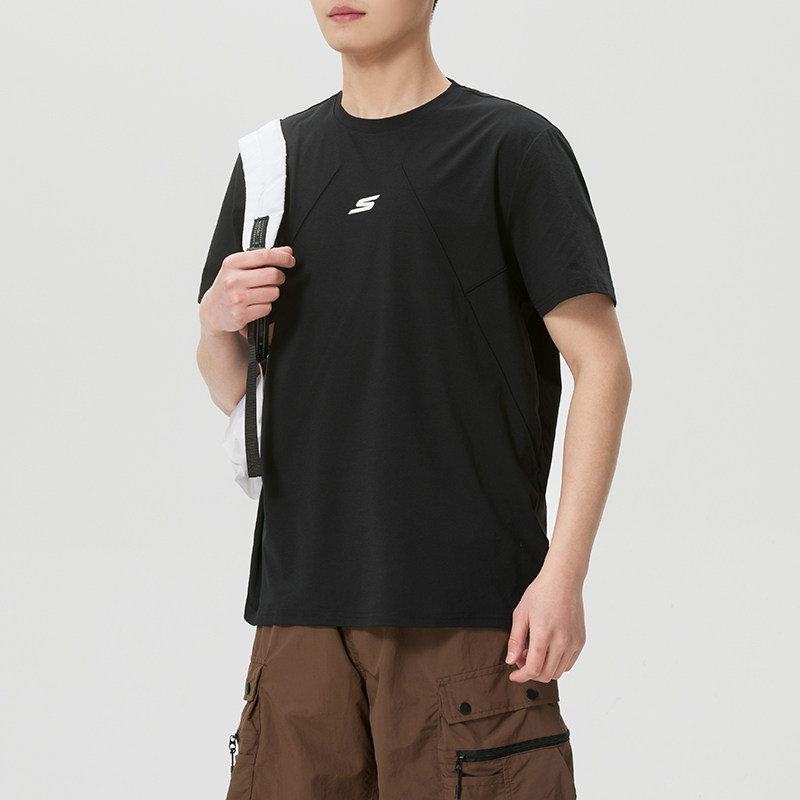 斯凯奇黑色短袖男装女装2026新款情侣休闲半袖跑步运动服透气T恤