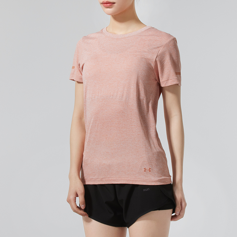安德玛UA女装运动T恤跑步健身训练舒适透气圆领休闲短袖潮流上衣