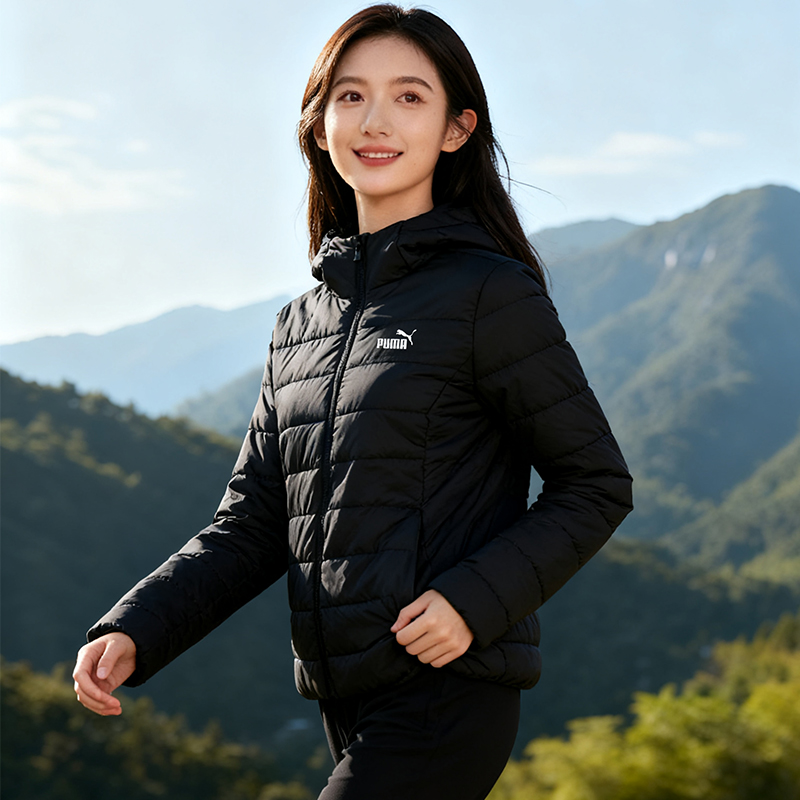 PUMA彪马女士棉服女装冬季新款连帽运动服防风棉衣夹克棉袄672279