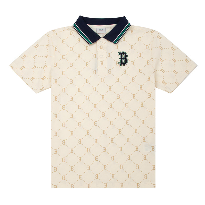 MLB官方 POLO衫童装2025新款儿童休闲短袖满印复古T恤宽松运动服