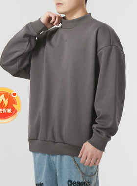 阿迪达斯灰色卫衣男新款加绒长袖运动服休闲宽松高领套头衫IX1966