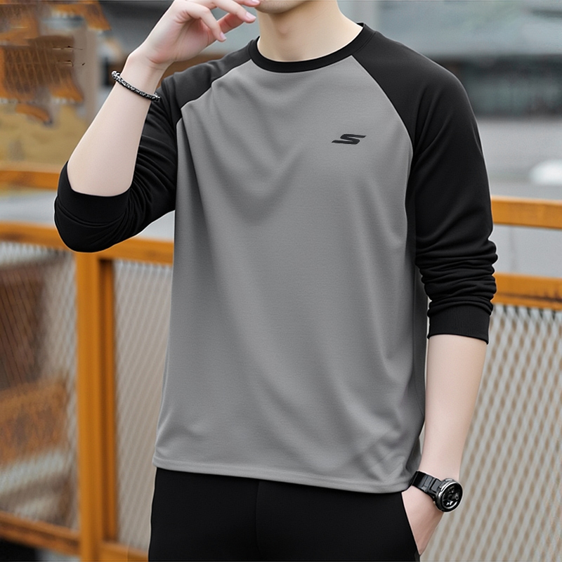 斯凯奇情侣长袖T恤男装女装2025冬季新款宽松运动服休闲透气上衣